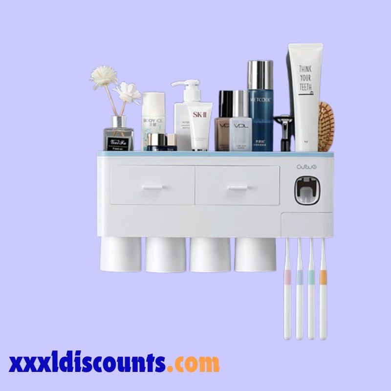 Bathroom Organizer Set Toothbrush 4 Cup Holder - XXLDiscountsBathroom Organizer Set Toothbrush 4 Cup Holder