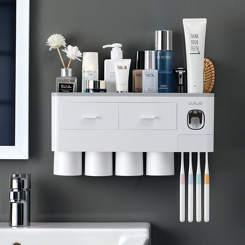 Bathroom Organizer Set Toothbrush 4 Cup Holder - XXLDiscountsBathroom Organizer Set Toothbrush 4 Cup Holder