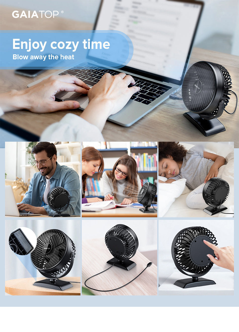 Portable Mini 360° Rotation Desktop Fans